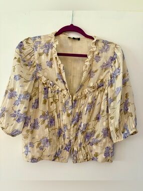 Love Sam crochet lace collar Peasant Blouse jacket amazing detail